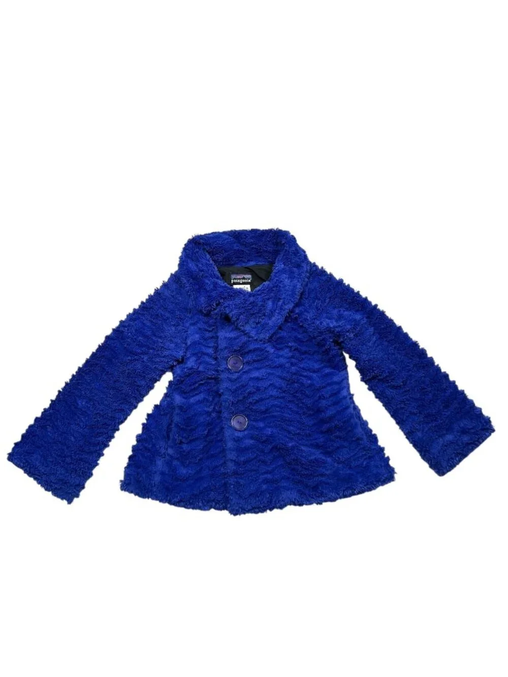 Patagonia Girls Pelage Jacket Button Front High Pile Fleece Cobalt Blue Size XS